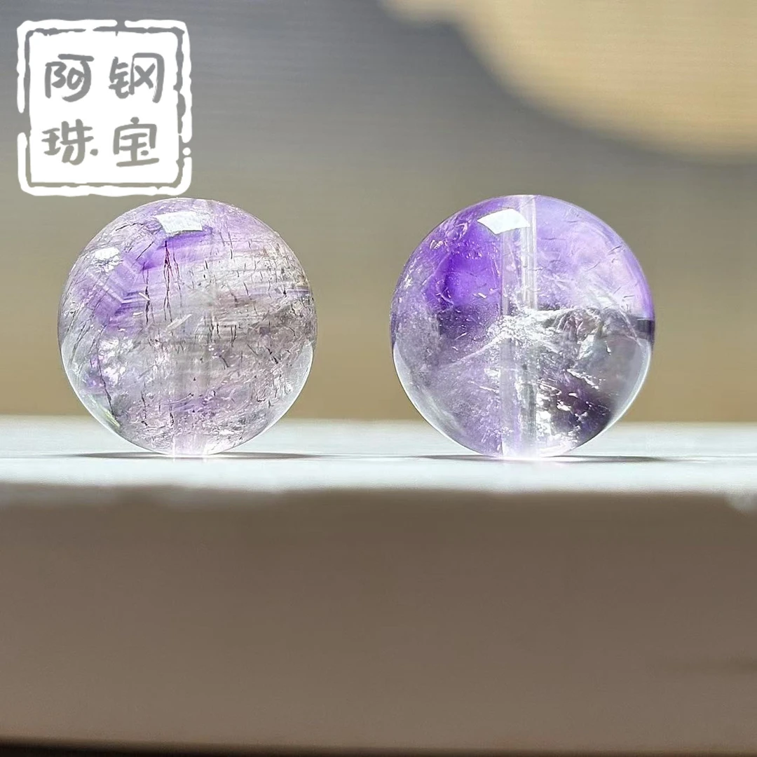 【百搭】紫超七单珠水晶14mm+可DIY可吊坠（通孔）-多样性发其一ZC468