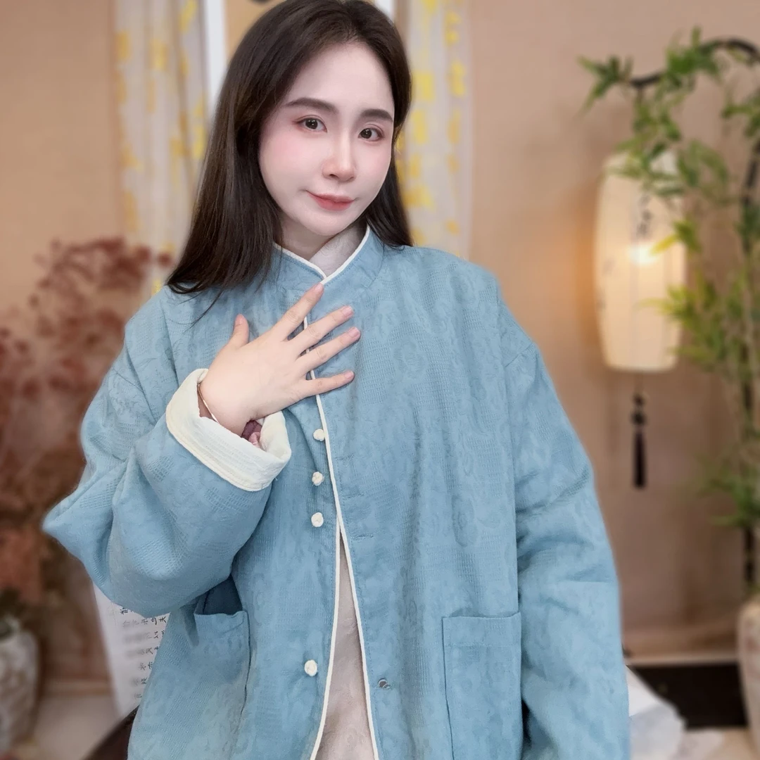 水墨江南-沁粉佳人织花两面穿上衣外套