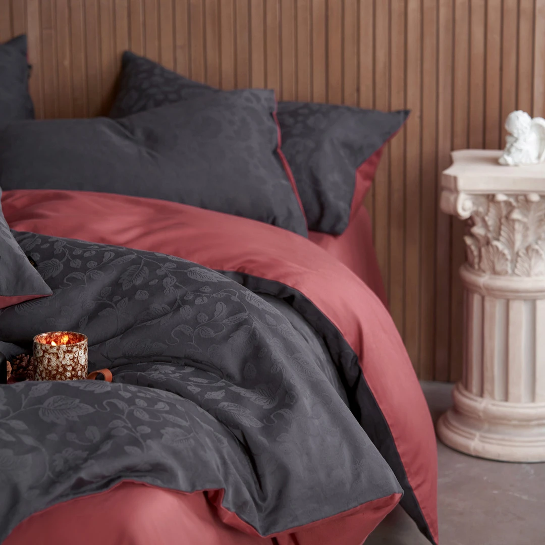 水星新家纺100支高级感黑红提花床上用品轻奢长绒棉纯棉磨毛加厚