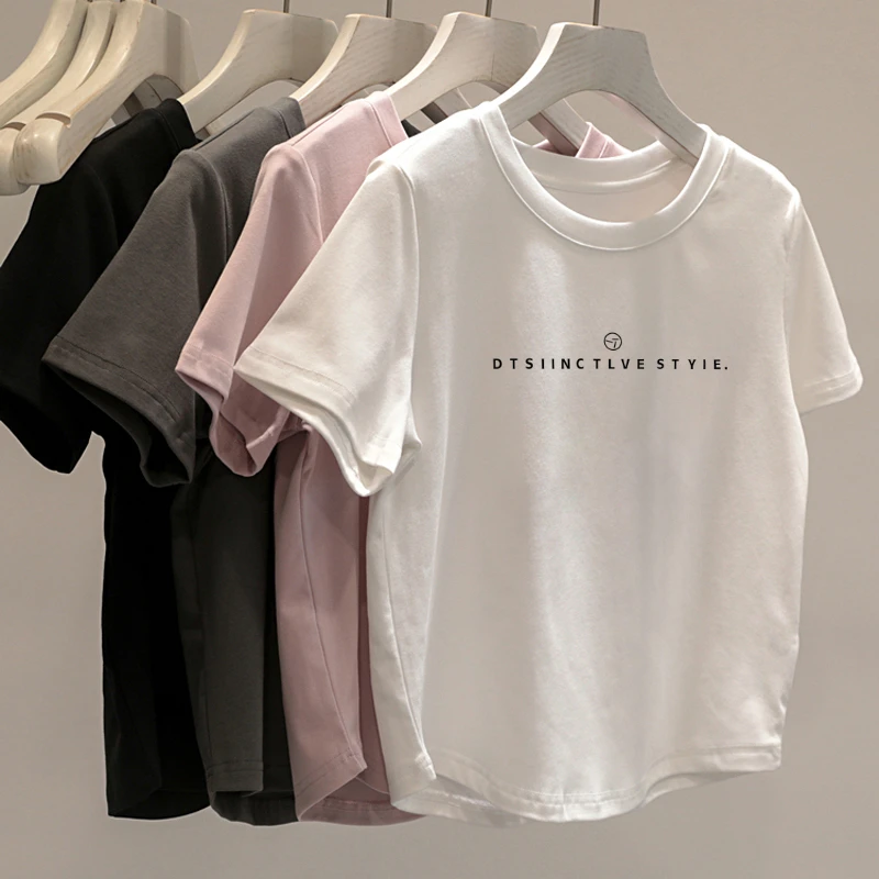 纯棉短袖t恤女2025新款爆款夏季白色正肩设计感美式半袖宽松上衣