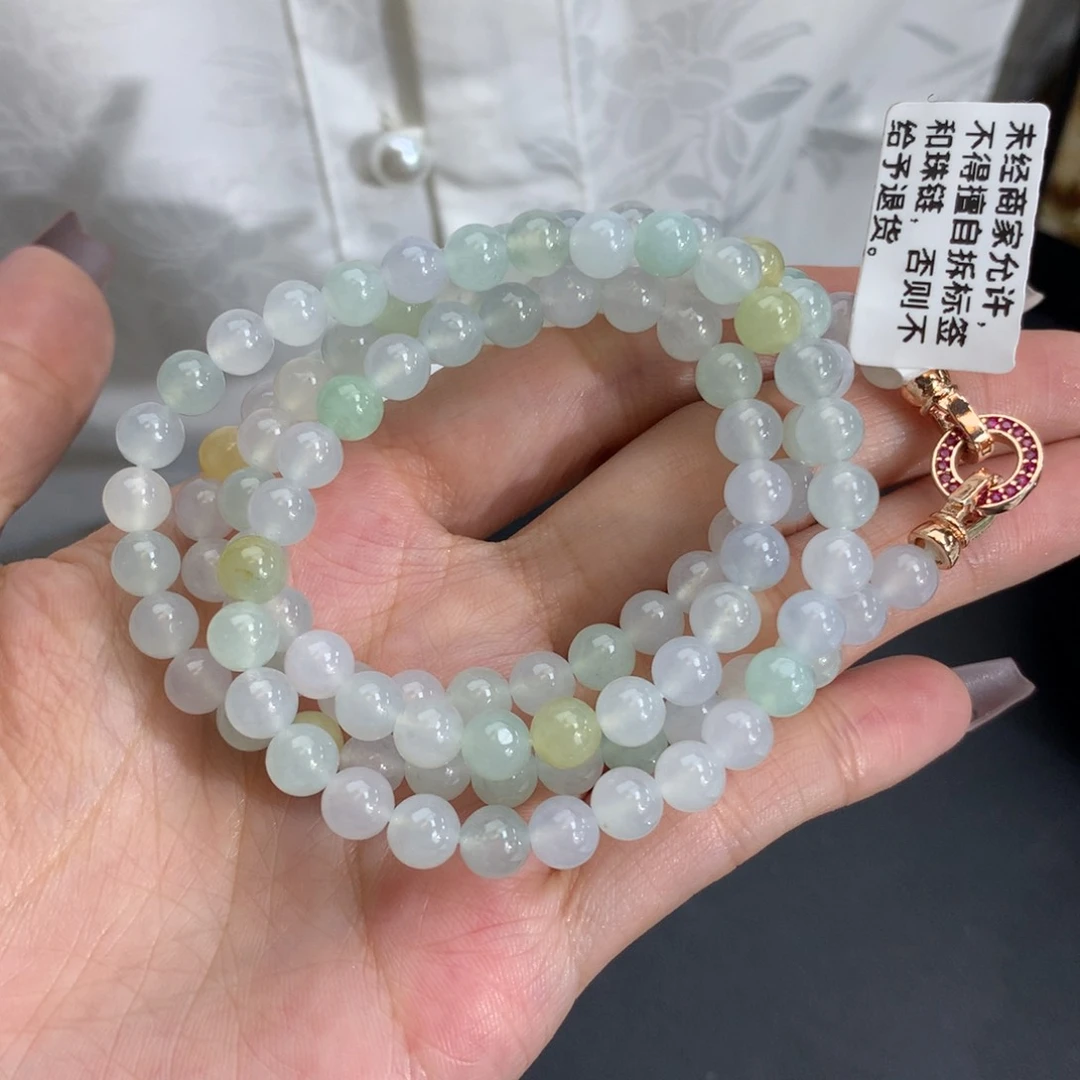 翡翠未镶嵌项链卡6冰胶马卡龙项链