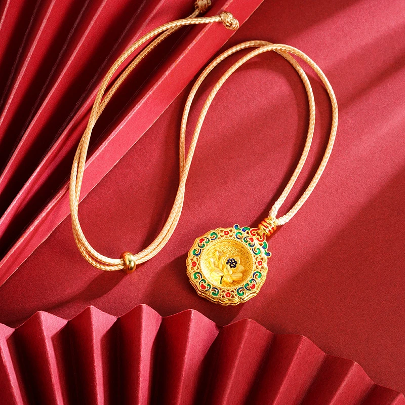 铜合金吊坠 铜合金八宝罗盘项链复古国风高级感气质轻奢祥云吊坠