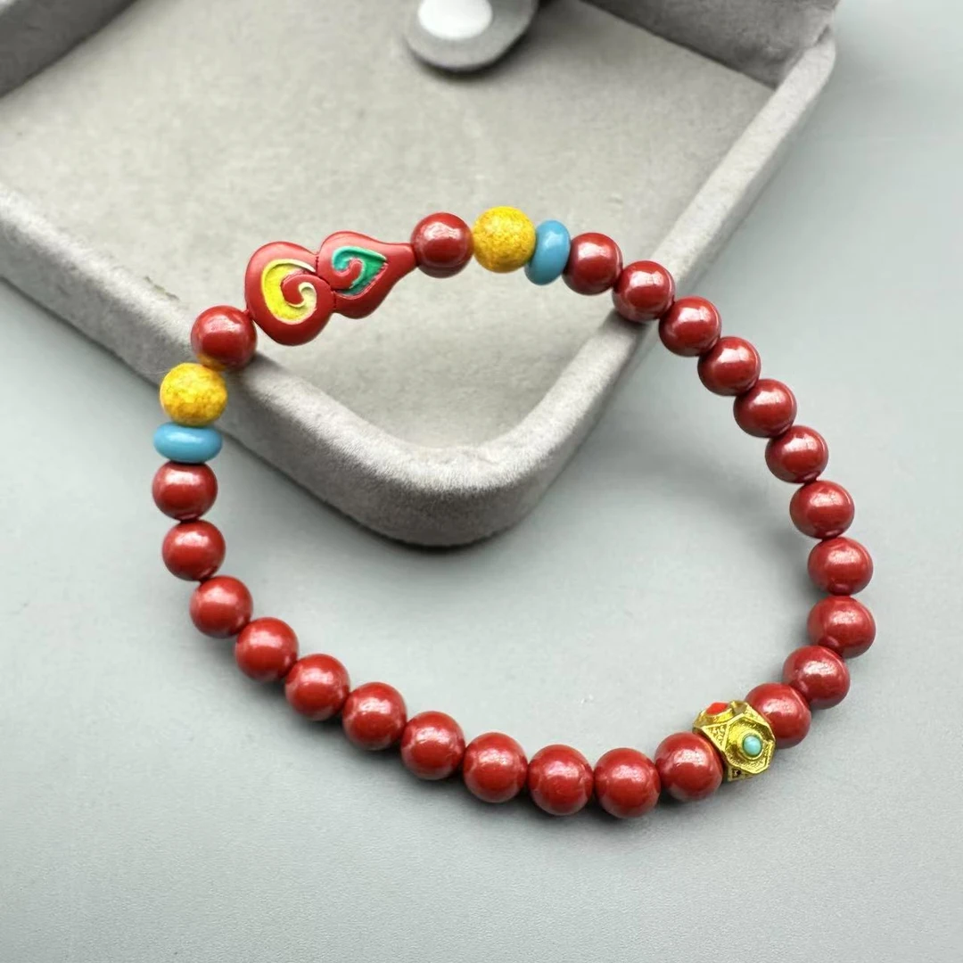 含辰砂工艺品DW609-帝王素珠配葫芦6mm单圈手串