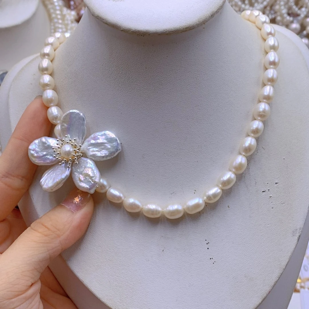 银S925镶嵌淡水珍珠胸饰