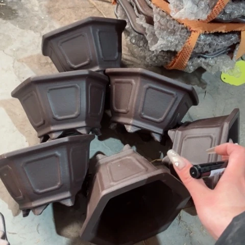 紫砂花盆100-6。16.5-15-9