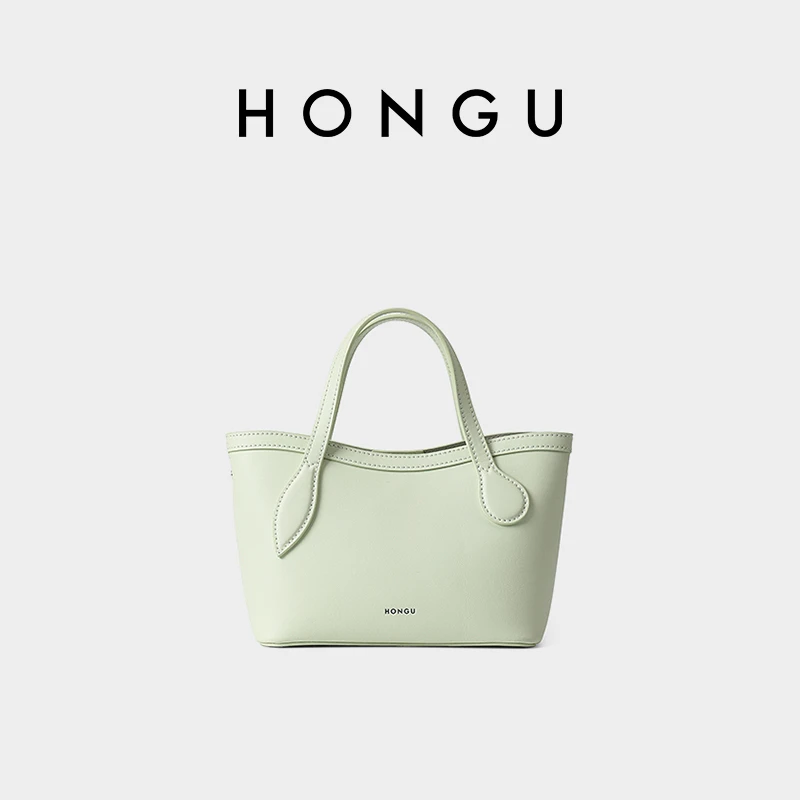 HONGU/红谷牛皮手提斜跨包时尚百搭女包菜篮子挎包H5136676
