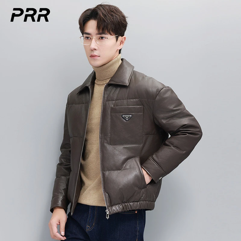 海宁男真皮皮衣绵羊皮夹克翻领短款冬季加绒加厚青年外套帅气男装