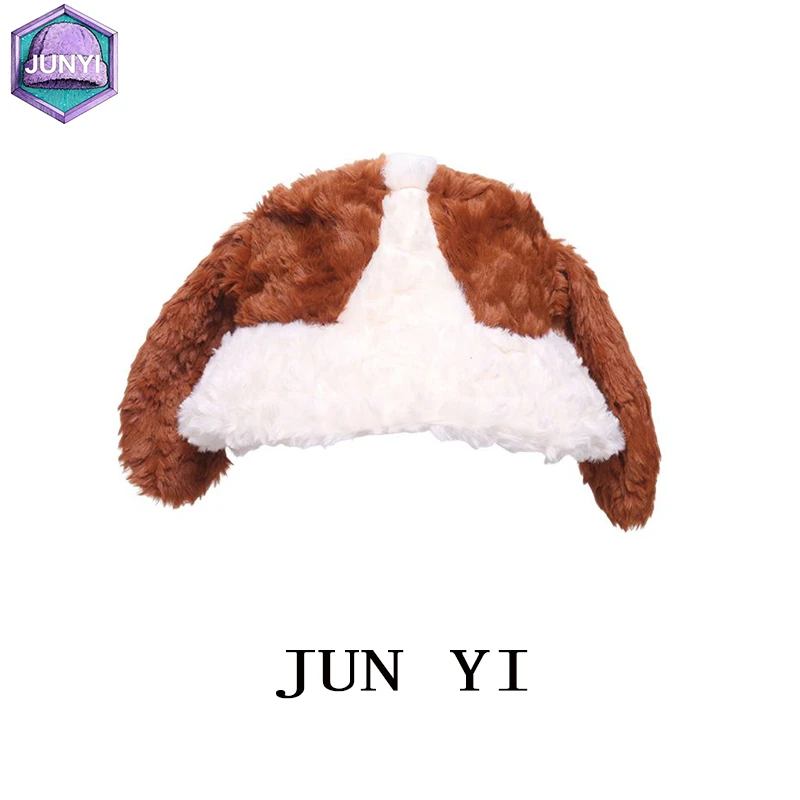 JUNYI 可爱比格犬毛绒渔夫帽冬季帽子渔夫帽学生保暖防风韩版骑车