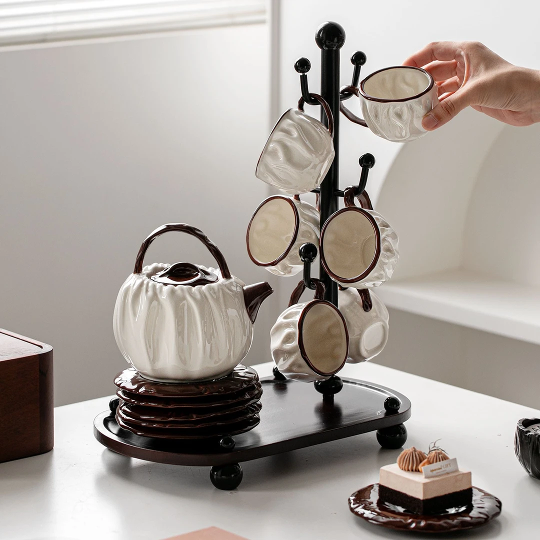 复古轻奢咖啡杯杯碟咖啡具复古韩式茶具水具水杯套装送礼待客陶瓷