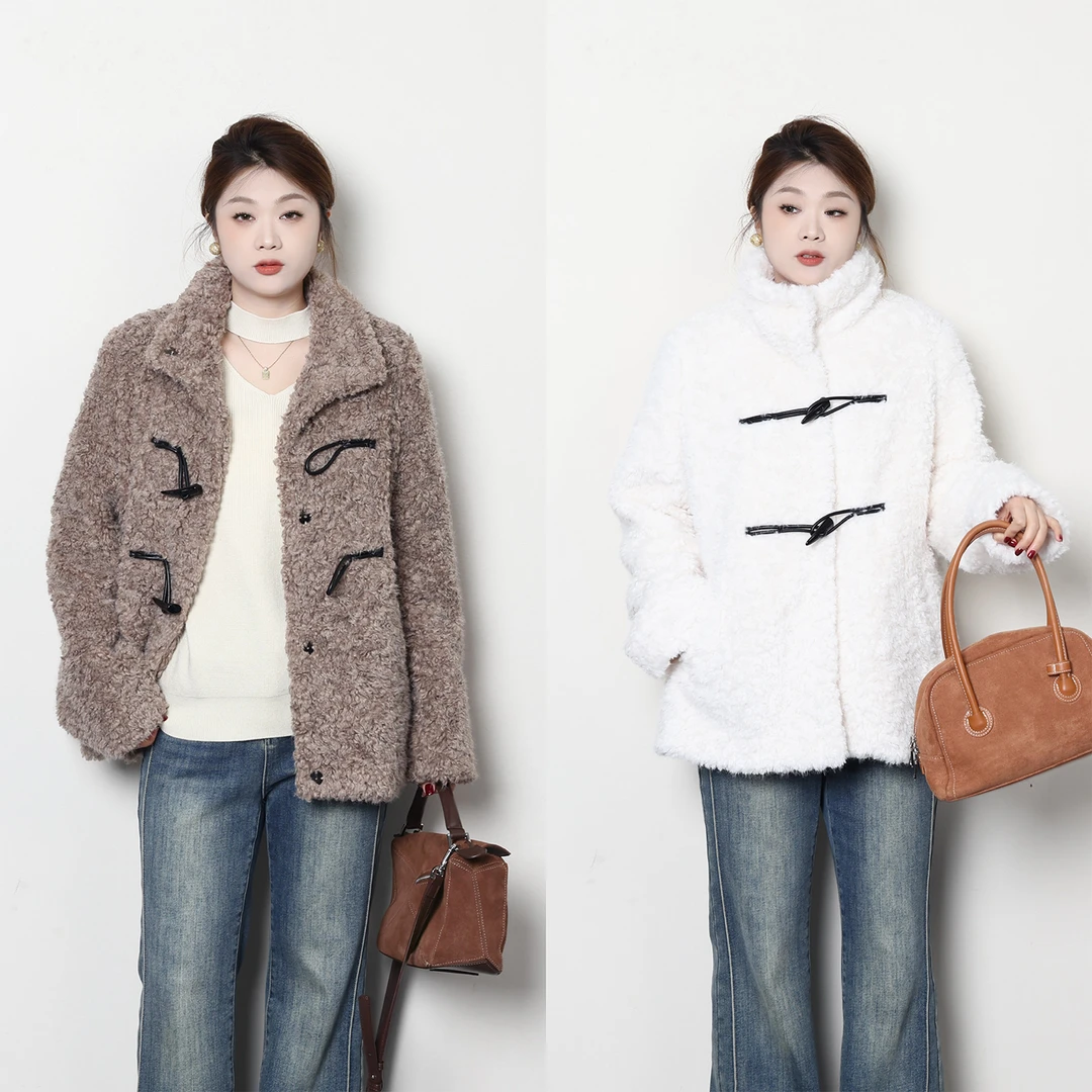 QC李潇洒【珍妮小熊】微胖大码女冬百搭显瘦保暖毛毛外套 ZY409F11