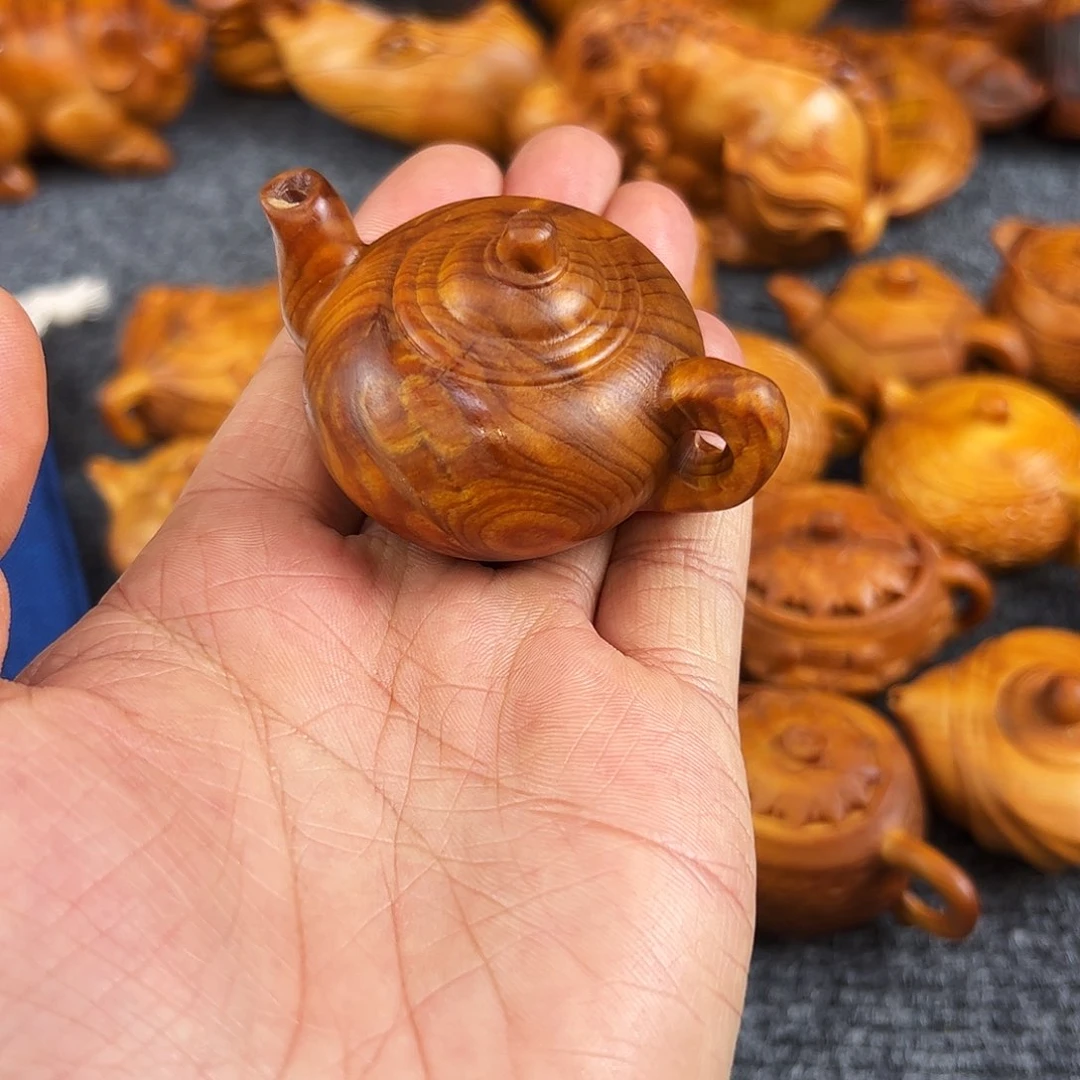 柏木太行崖柏溏心手把件壶