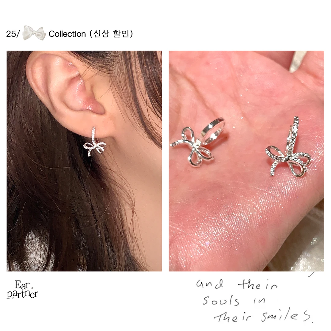 925银合成锆石耳饰 超闪蝴蝶结耳环2025新款爆款甜美精致耳圈耳钉