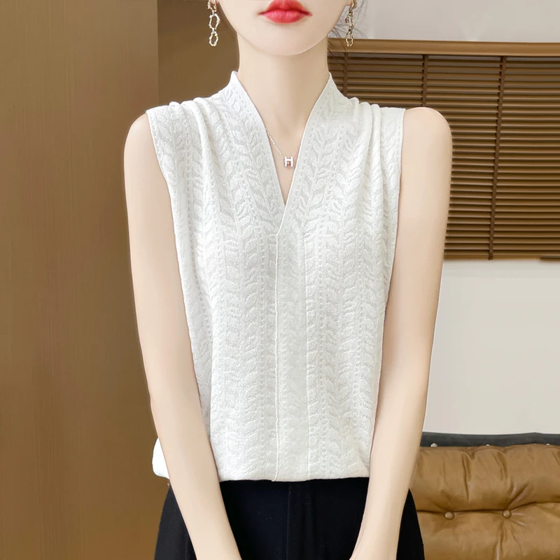 【100莱赛尔天丝】NS3113春夏新款V领纯色假开衫背心气质显瘦针织衫