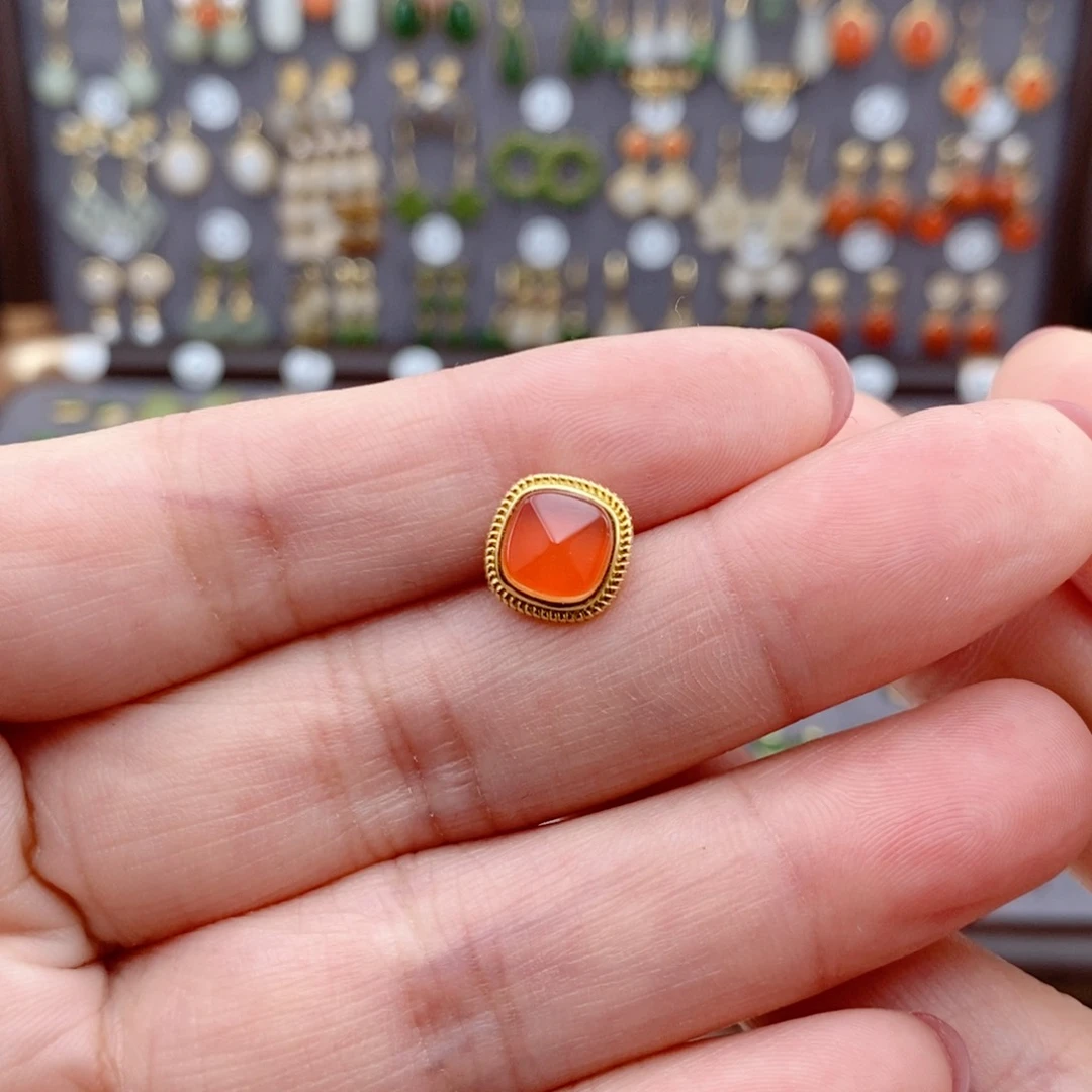 银S925镶嵌和田玉耳饰快****?