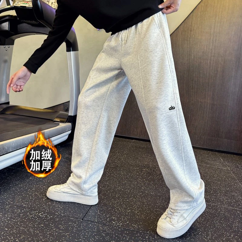高级显瘦刺绣卫裤男款秋冬新款加厚保暖休闲裤潮牌男士加绒运动裤