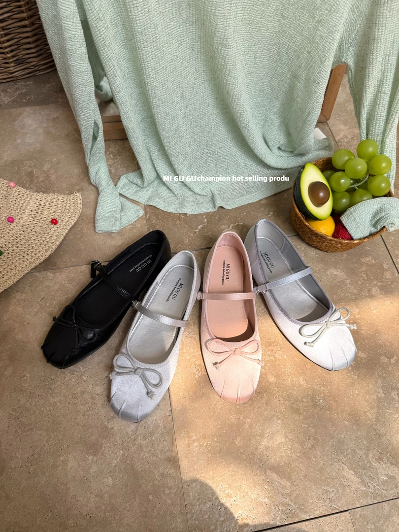 【no退no换】【芭蕾缎面小单鞋】法式温柔甜美平底一字扣单鞋D-82