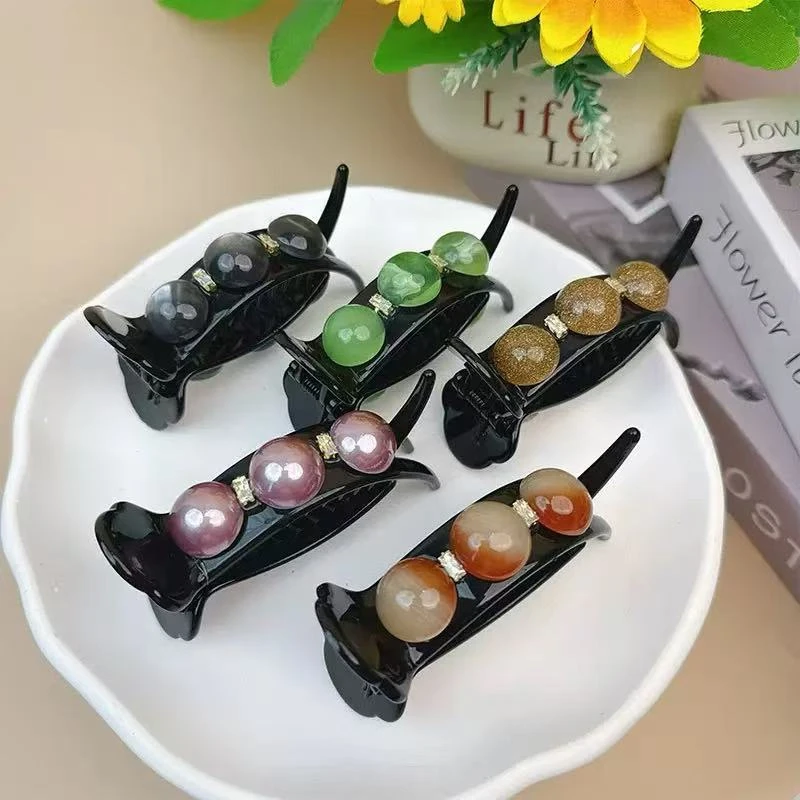 韩版气质豌豆夹丸子头抓夹发夹后脑勺盘发神器夹子头饰鸭嘴夹