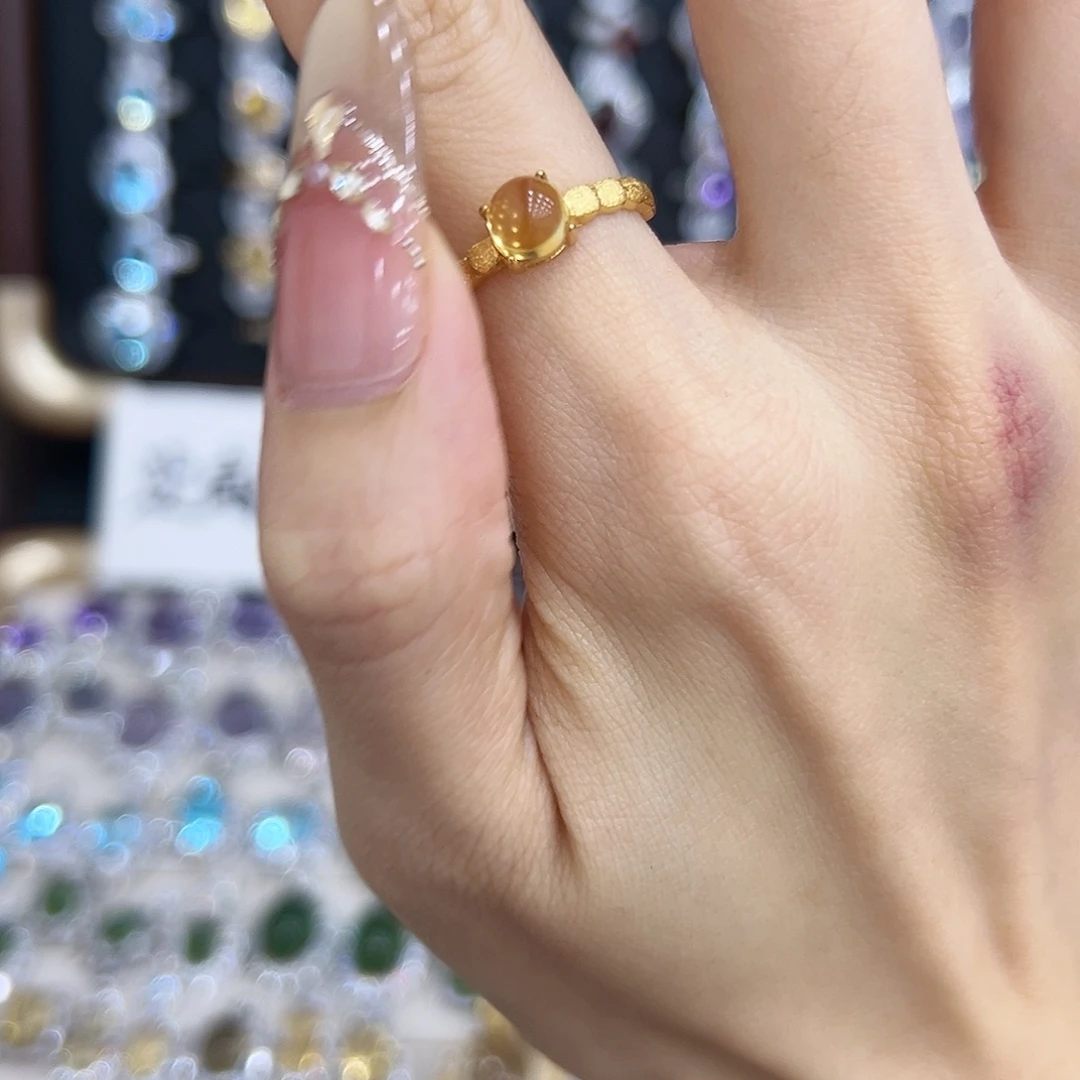 银S925镀金镶嵌黄晶戒指