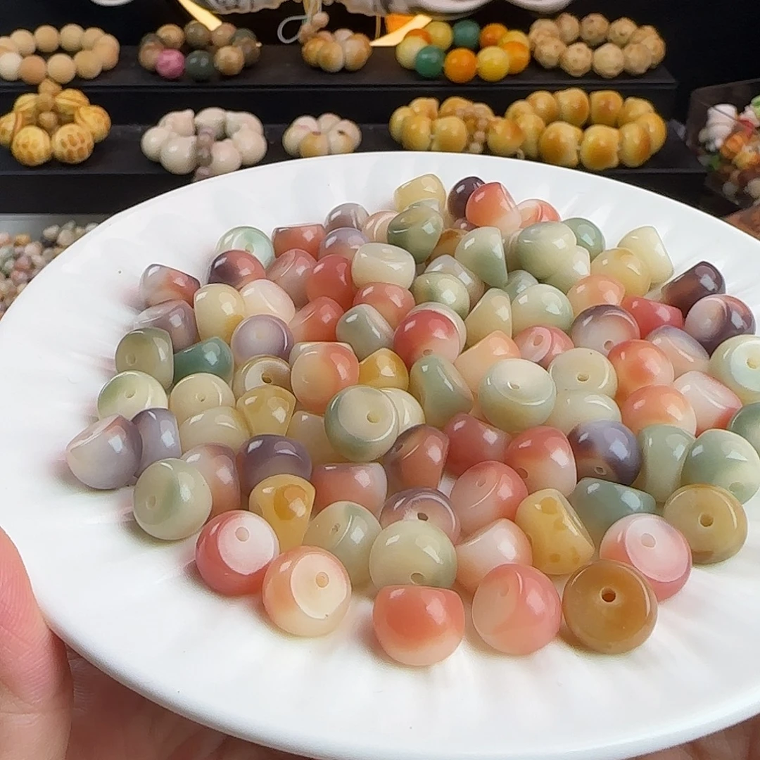 菩提根/象牙果手串卡12瓷玉粉紫三花果冻蒜瓣300颗