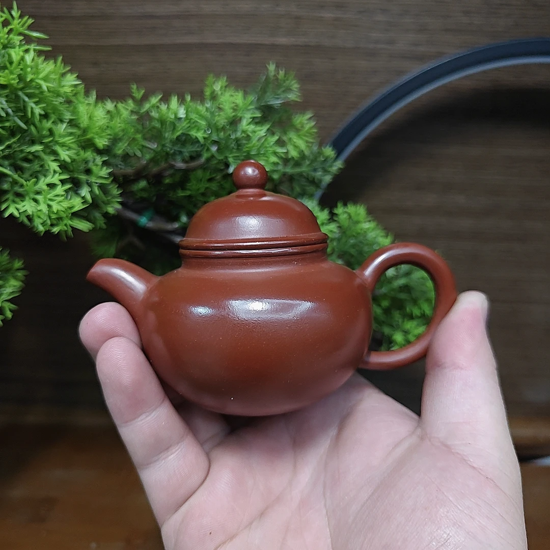 潮州朱泥手拉壶朱泥大红袍掇球壶   100毫升