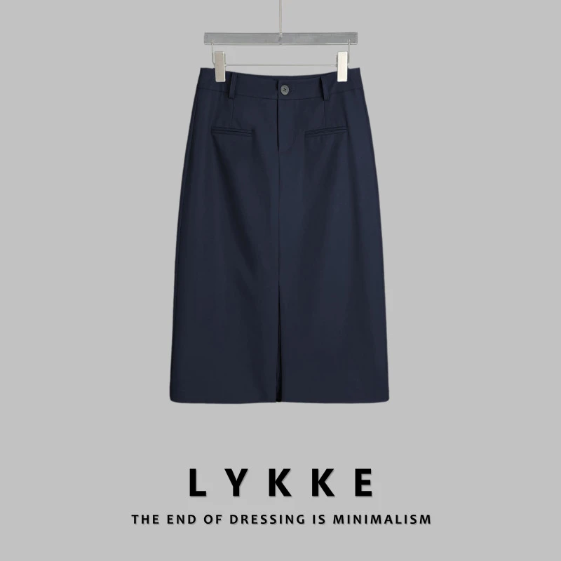 LYKKE 25新款时髦调性简约前开叉气质百搭显瘦半身裙-25300
