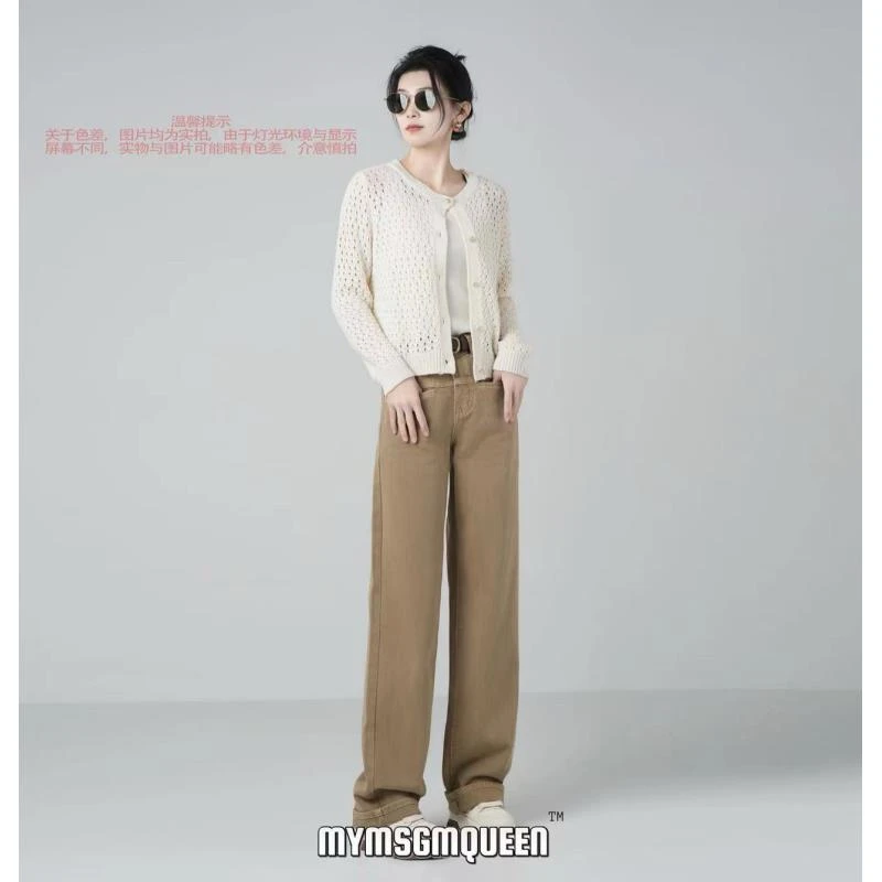 “少女裤”三色直筒拖地牛仔裤气质休闲百搭