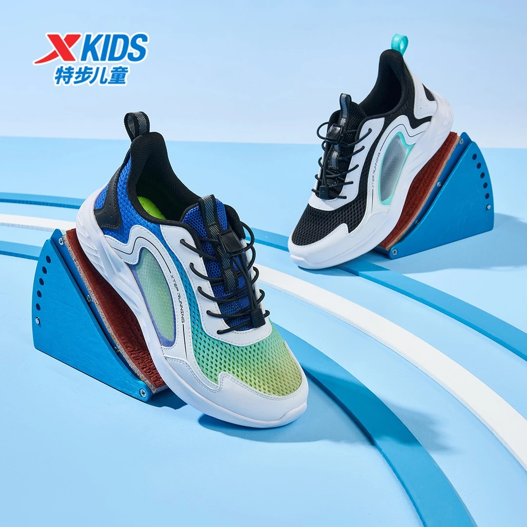 特步儿童运动百搭时尚防滑网面舒适透气跑鞋675215119152