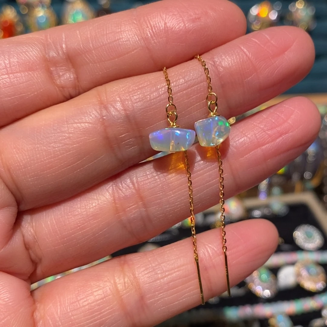 欧泊银S925镶嵌耳饰