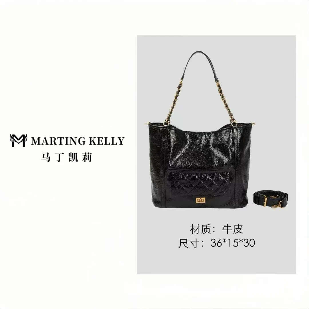 MARTING KELLY 新款小众大容量链条托特包M111黑色