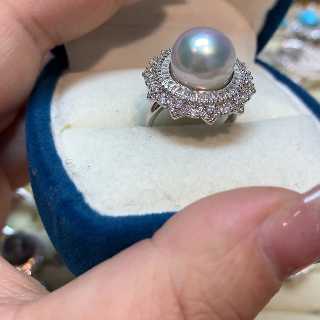 海水珍珠戒指银S925镶嵌