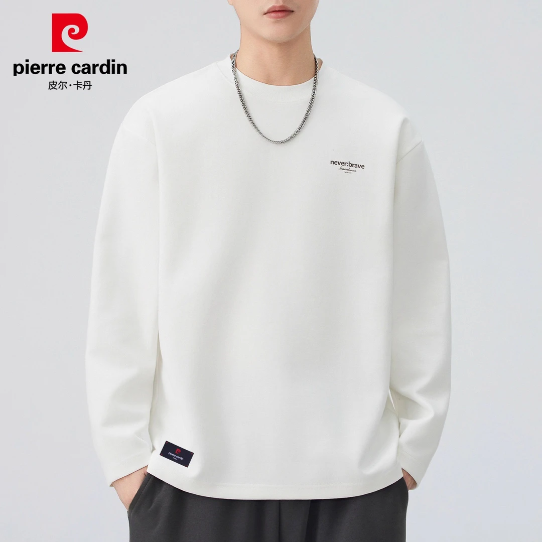 皮尔卡丹高端男士长袖t恤2025秋季潮流休闲痞帅慵懒风打底衫男装
