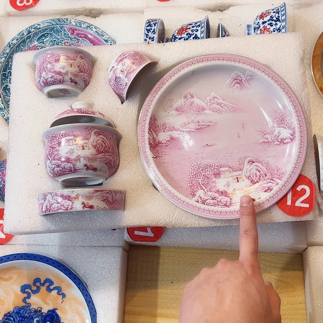 漫***X描金胭脂粉雪景五件套