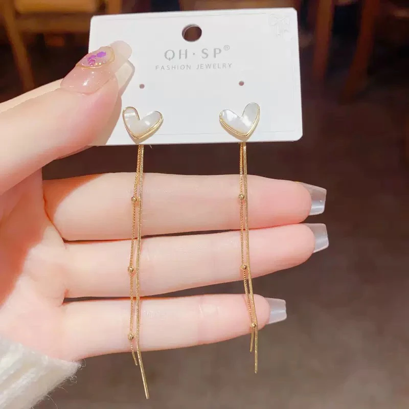 铜合金耳饰 轻奢日韩金色百搭耳环气质简约长款原创设计甜美女