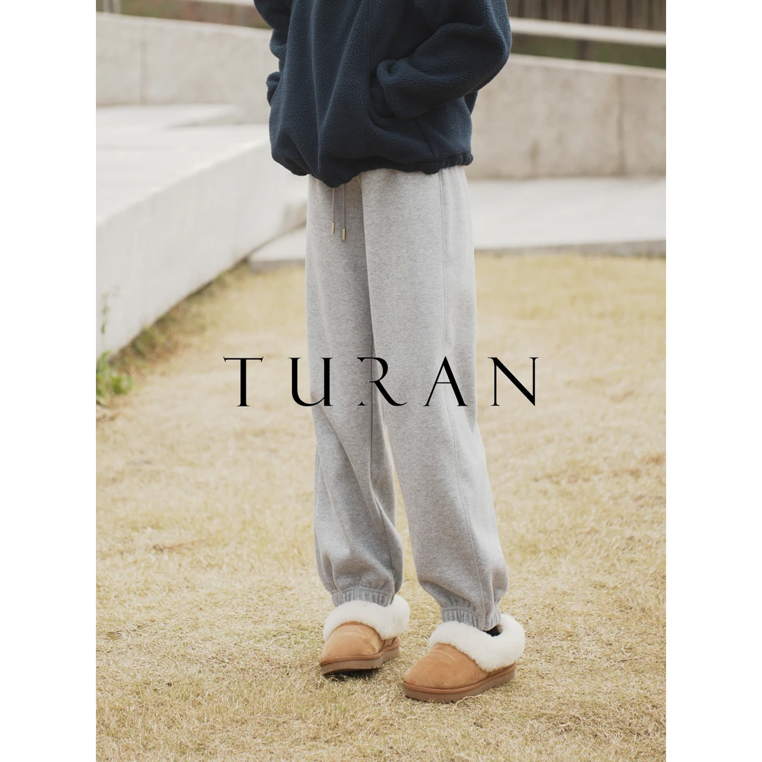 醋酸羊绒束脚钝角口袋卫裤简约气质白色时尚显瘦宽松TRTG0870