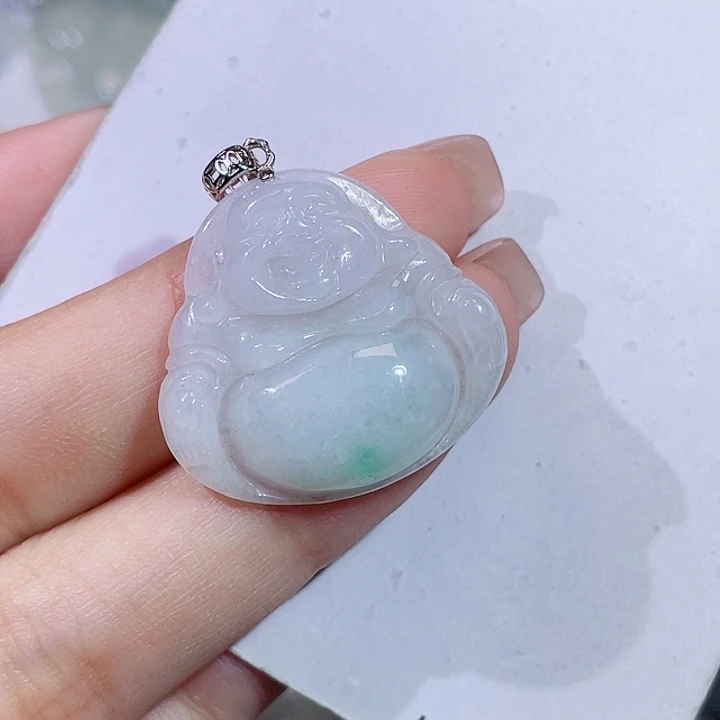 颈饰银S925镶嵌翡翠佛公