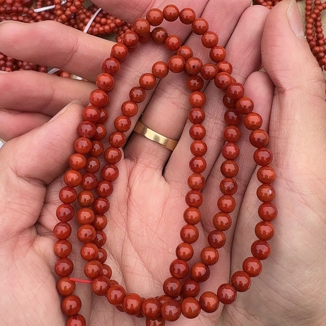 南红玛瑙手链未镶嵌项链多圈原矿南红6mm