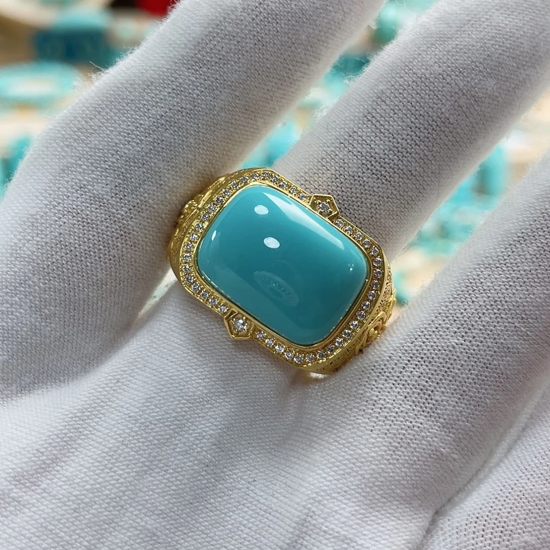 绿松石珠宝奇石18K金镶嵌