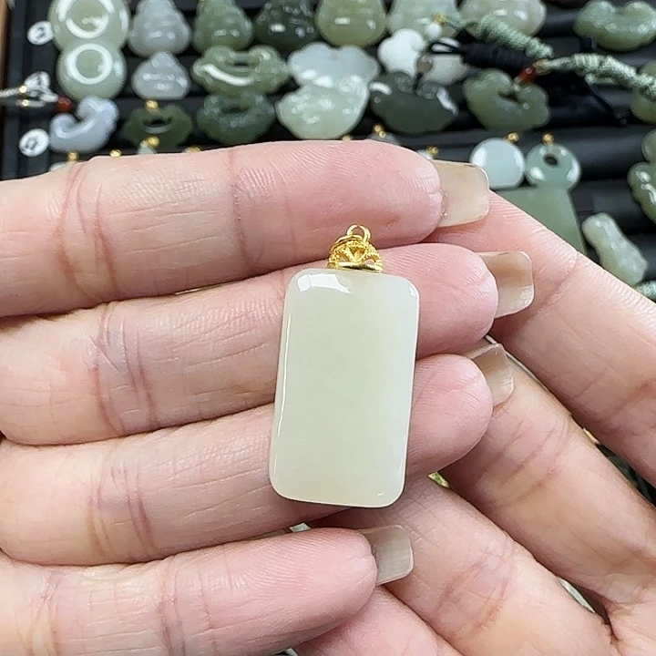 和田玉银S925镶嵌吊坠(不含链)