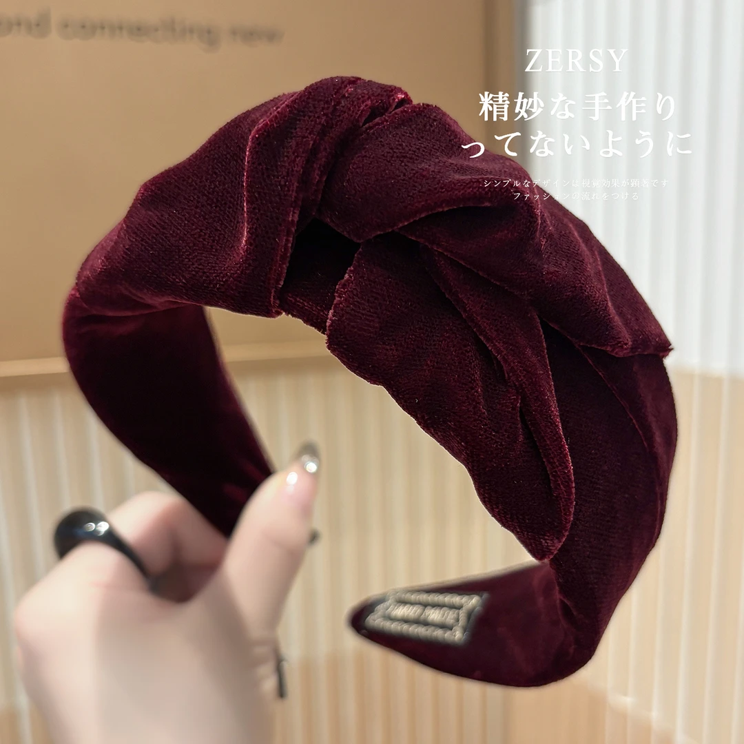 新款高颅顶打结发箍高级感洋气时尚丝绒宽边发卡日常外戴洗脸头箍