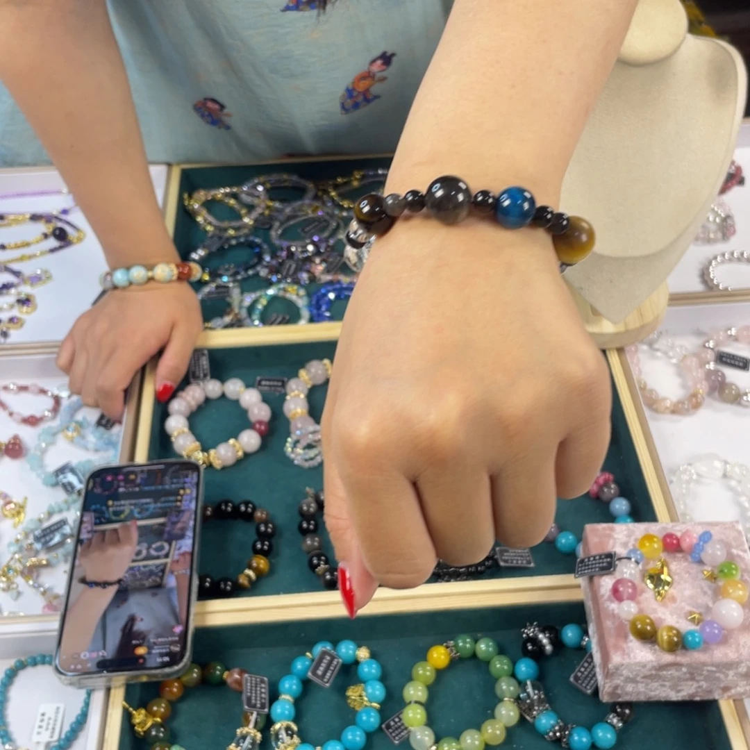 水晶手链银S925镀金镶嵌