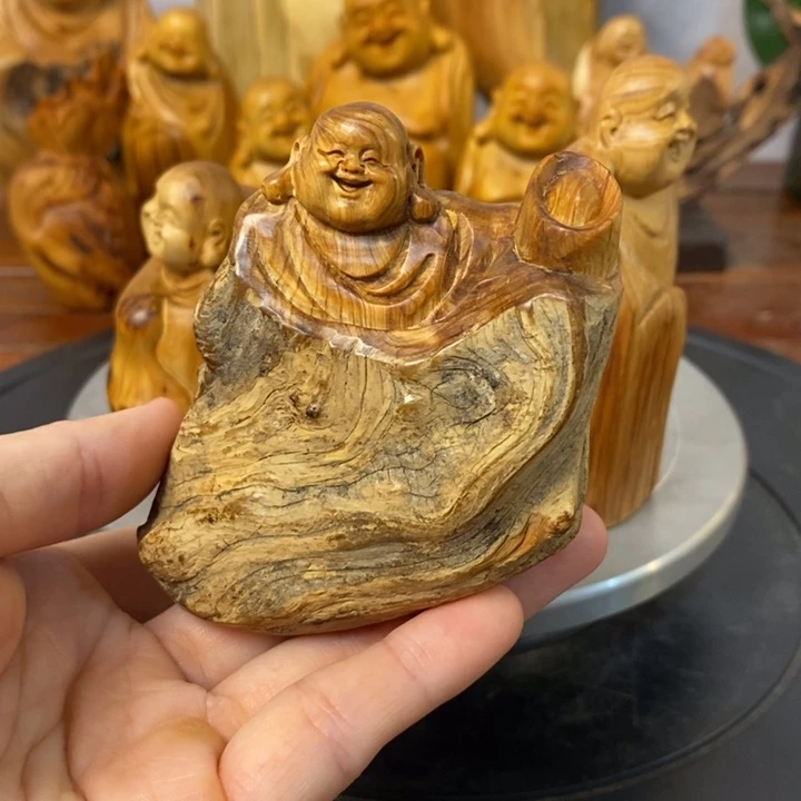 柏木（崖柏）太行崖柏弥勒佛手把件小摆件