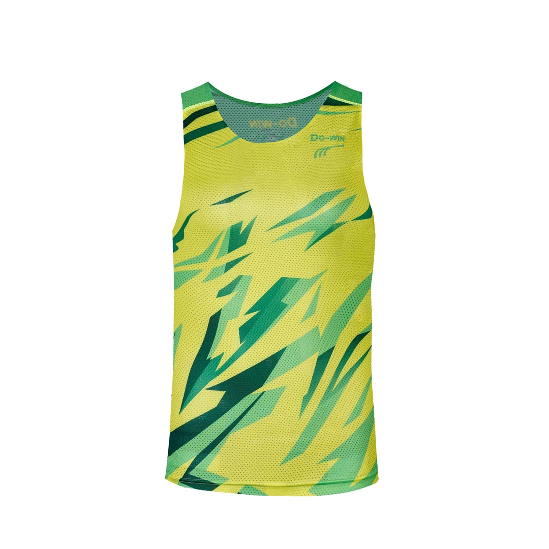 多威满印背心男女款夏季新款马拉松跑步T恤2112014高能感草绿色