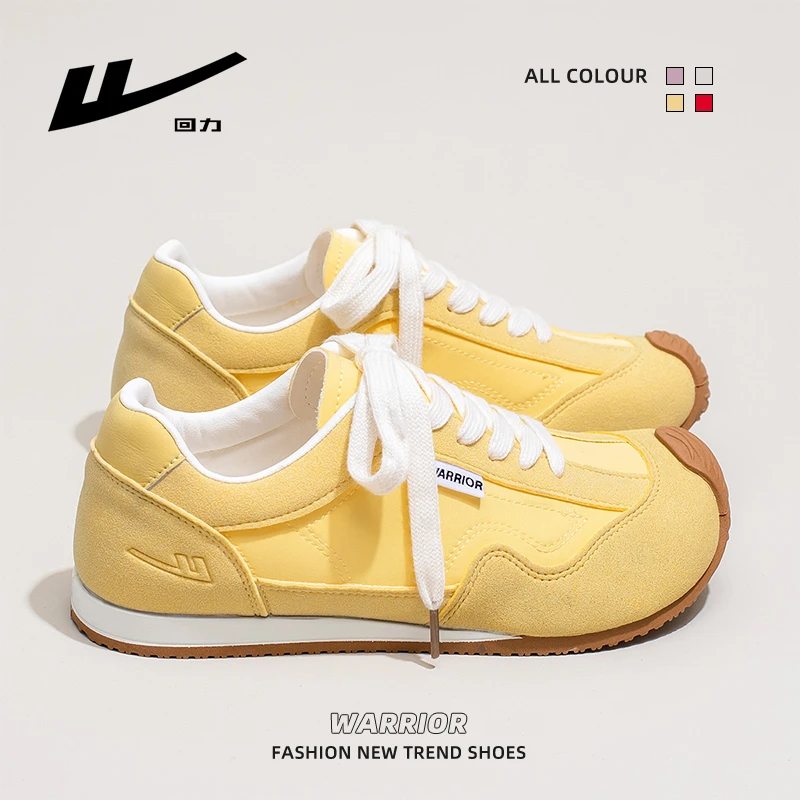 回力多巴胺运动鞋女2025新款夏季薄款透气休闲复古轻便黄色德训鞋