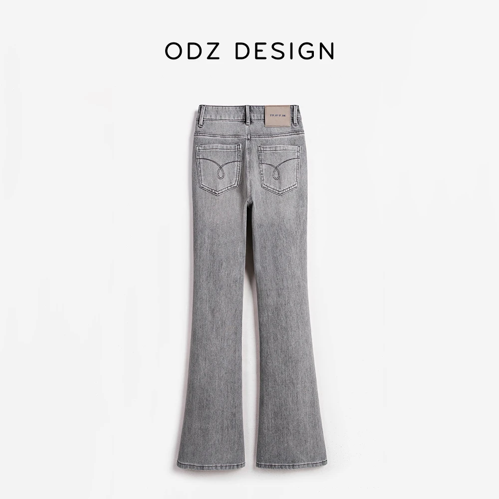 【ODZ】气质女神/2025新款微喇牛仔裤女修身显瘦银狐灰喇叭裤小个子