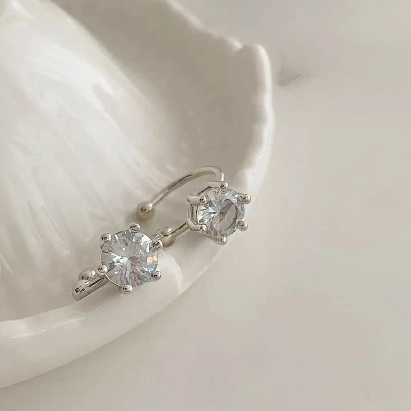 纯铜陶瓷耳饰 简约锆石圆形耳夹时尚潮流百耳骨夹气质通勤耳饰轻