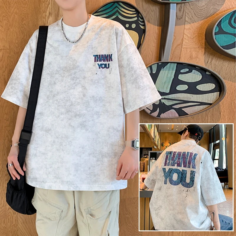 港风宽松男生夏季潮流帅气短袖T恤青少年学生时尚百搭半袖体恤男