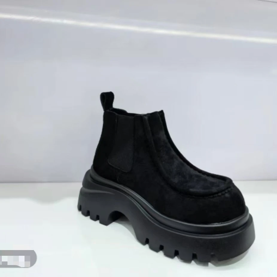 厚底粗跟套筒女秋冬短靴冬款女靴休闲女靴