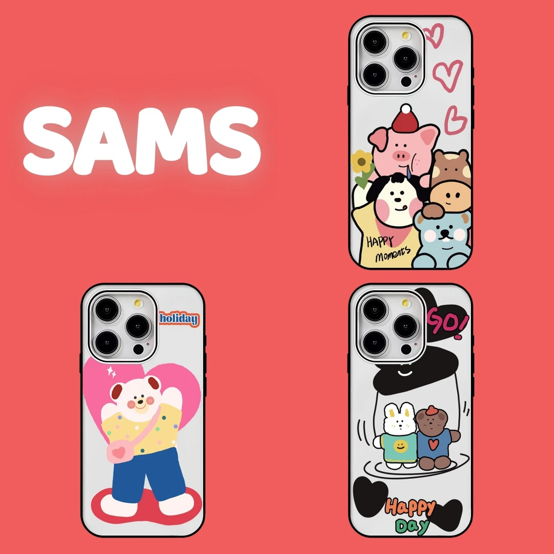 SAMS原创《爱心款》黑边透明手机壳适用于苹果iPhone16ProMax防摔