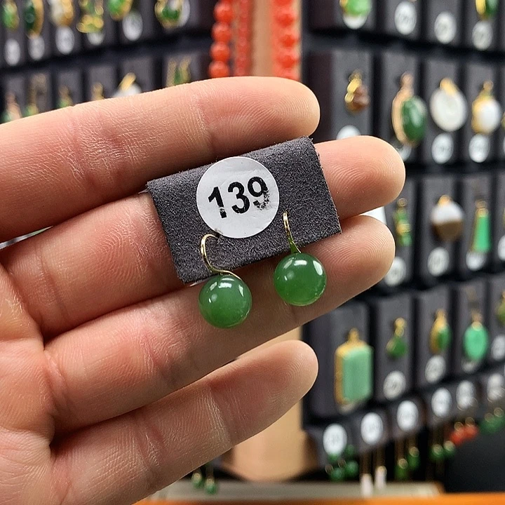 和田玉耳饰18K金镶嵌