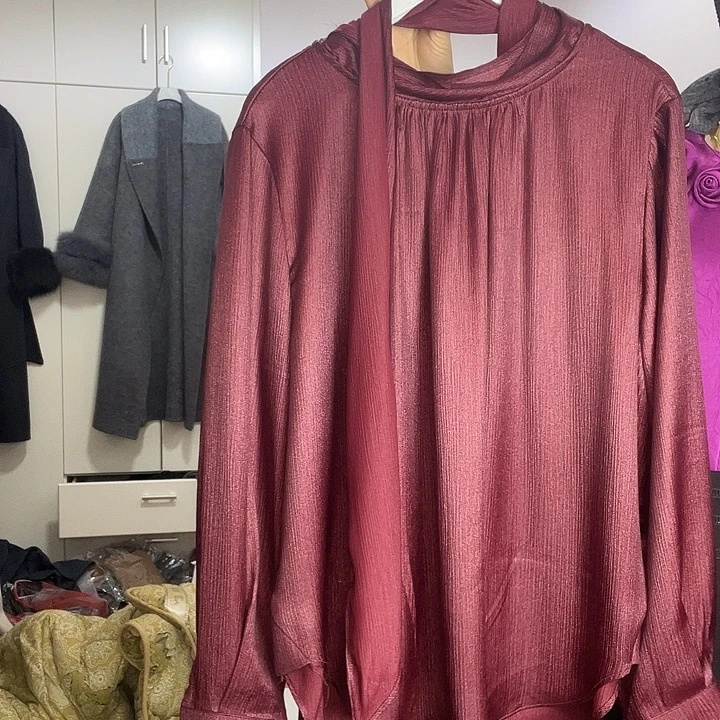 酒红色女士衬衣新款到